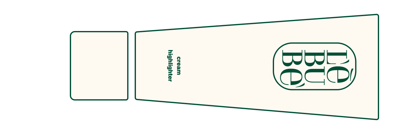 Graphics of Lebubè nourishing and hydrating vegan cream highlighter showing the material breakdown of its packaging