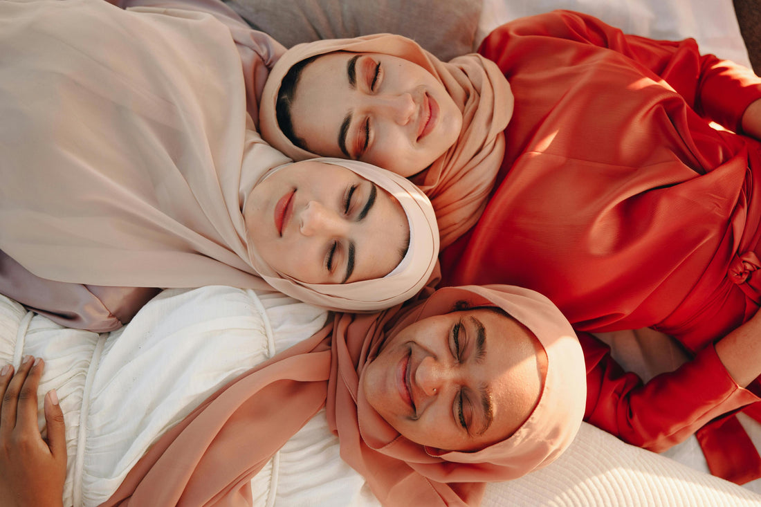 Portrait of Muslim women with Halal cosmetics, showcasing certified respectful beauty.