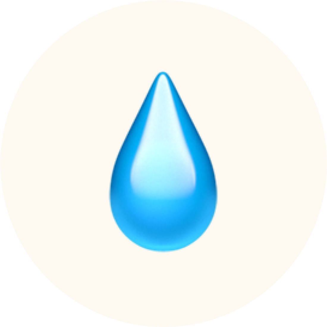 Blue water droplet on white background symbolizing Lebubè hydrating makeup with skincare benefits and hybrid cosmetics