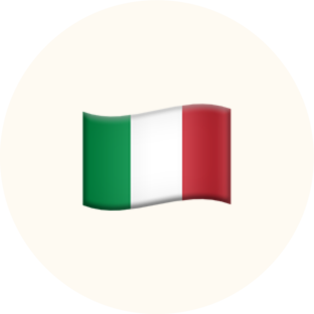 Waving flag of Italy on a white background as Lebubè Halal, vegan and natural skincare-infused makeup is made in Italy