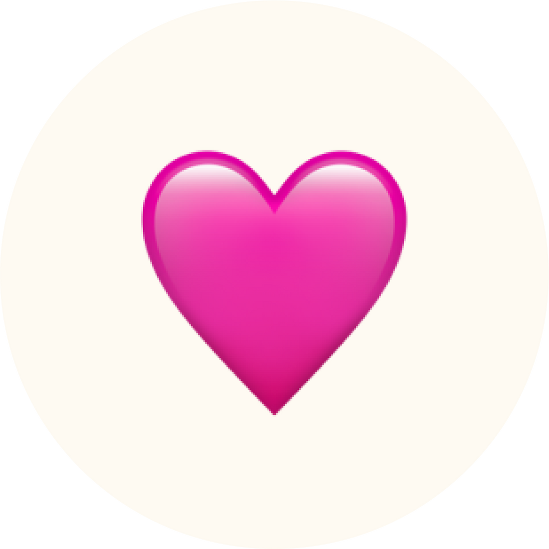 Pink heart on a white background symbolizing Lebubè Halal and inclusive makeup, made for all skin tones and undertones
